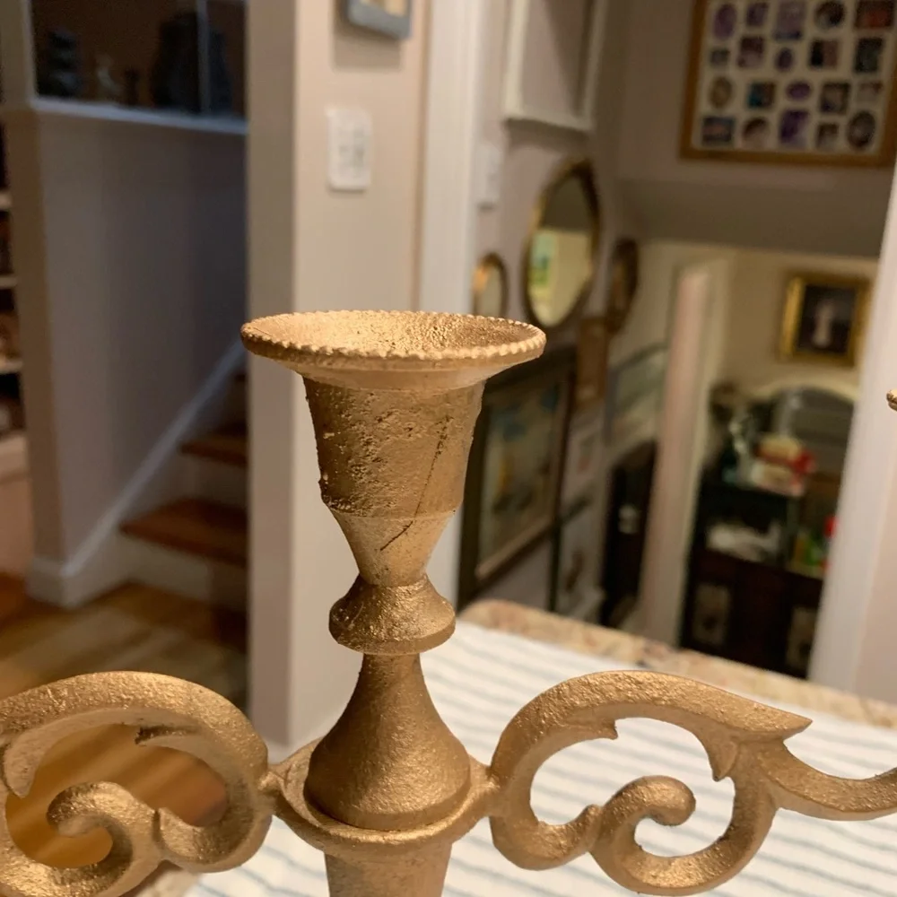 Gold Three Branches Candelabra